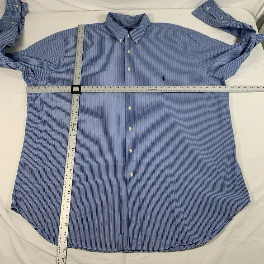 Ralph Lauren Men's Size XLT TALL Classic Fit Blue Striped Button‎ Down Shirt